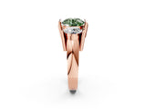 Rose gold Three Stone Fancy Green Round Cut Cut Channel Set Diamond Ring_2
