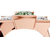 Rose gold Three Stone Fancy Green Round Cut Cut Channel Set Diamond Ring_4