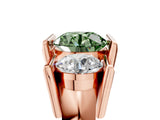 Rose gold Three Stone Fancy Green Round Cut Cut Channel Set Diamond Ring_5