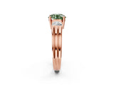 Rose gold Three-Stone Fancy Green Round Cut Cut Classic Band Prong Setting Ring_2