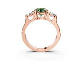 Rose gold Three-Stone Fancy Green Round Cut Cut Classic Band Prong Setting Ring_3