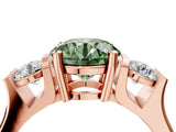 Rose gold Three-Stone Fancy Green Round Cut Cut Classic Band Prong Setting Ring_4