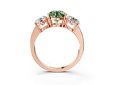 Rose gold Three-Stone Fancy Green Round Cut Cut Diamond Engagement Ring with Flat Band and Four-Prong Setting_15