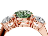 Rose gold Three-Stone Fancy Green Round Cut Cut Diamond Engagement Ring with Flat Band and Four-Prong Setting_16