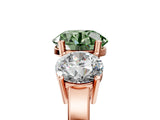 Rose gold Three-Stone Fancy Green Round Cut Cut Diamond Engagement Ring with Flat Band and Four-Prong Setting_17