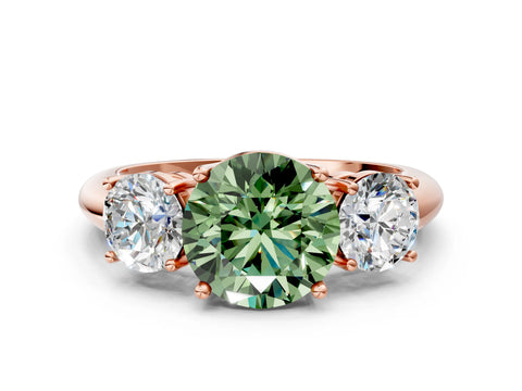 Rose gold Three-Stone Fancy Green Round Cut Cut Diamond Engagement Ring with Prong Setting on a White Gold Band_24