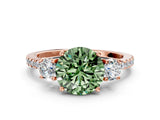 Rose gold Three-Stone Fancy Green Round Cut Cut Diamond Pavé Band with Prong Setting_39