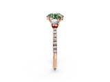 Rose gold Three-Stone Fancy Green Round Cut Cut Diamond Pavé Band with Prong Setting_41