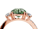 Rose gold Three-Stone Fancy Green Round Cut Cut Diamond Pavé Band with Prong Setting_43