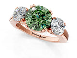 Rose gold Three-Stone Fancy Green Round Cut Cut Diamond Ring with Channel Set Band and Four-Prong Setting_13