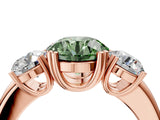 Rose gold Three-Stone Fancy Green Round Cut Cut Diamond Ring with Channel Set Band and Four-Prong Setting_28
