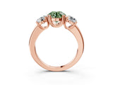 Rose gold Three-Stone Fancy Green Round Cut Cut Diamond Ring with Channel Set Band and Four-Prong Setting_3