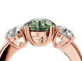 Rose gold Three-Stone Fancy Green Round Cut Cut Diamond Ring with Channel Set Band and Four-Prong Setting_4