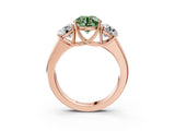 Rose gold Three-Stone Fancy Green Round Cut Cut Diamond Ring with Prong Setting and Classic Band_3