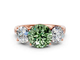 Rose gold Three-Stone Fancy Green Round Cut Cut Solitaire Ring with Classic Prong Setting