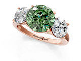 Rose gold Three-Stone Fancy Green Round Cut Cut Solitaire Ring with Classic Prong Setting_1