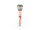 Rose gold Three-Stone Fancy Green Round Cut Cut Solitaire Ring with Classic Prong Setting_2