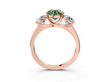 Rose gold Three-Stone Fancy Green Round Cut Cut Solitaire Ring with Classic Prong Setting_3