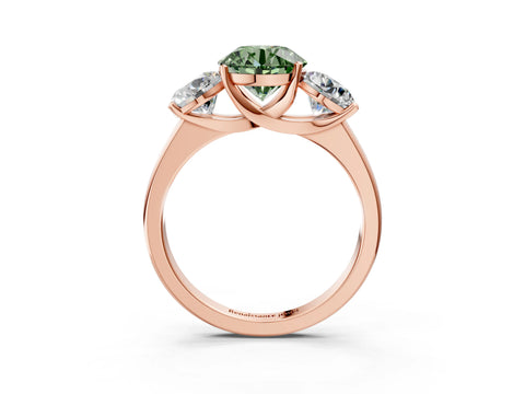 Rose gold Three-Stone Fancy Green Round Cut Cut Solitaire Ring with Classic Prong Setting_3