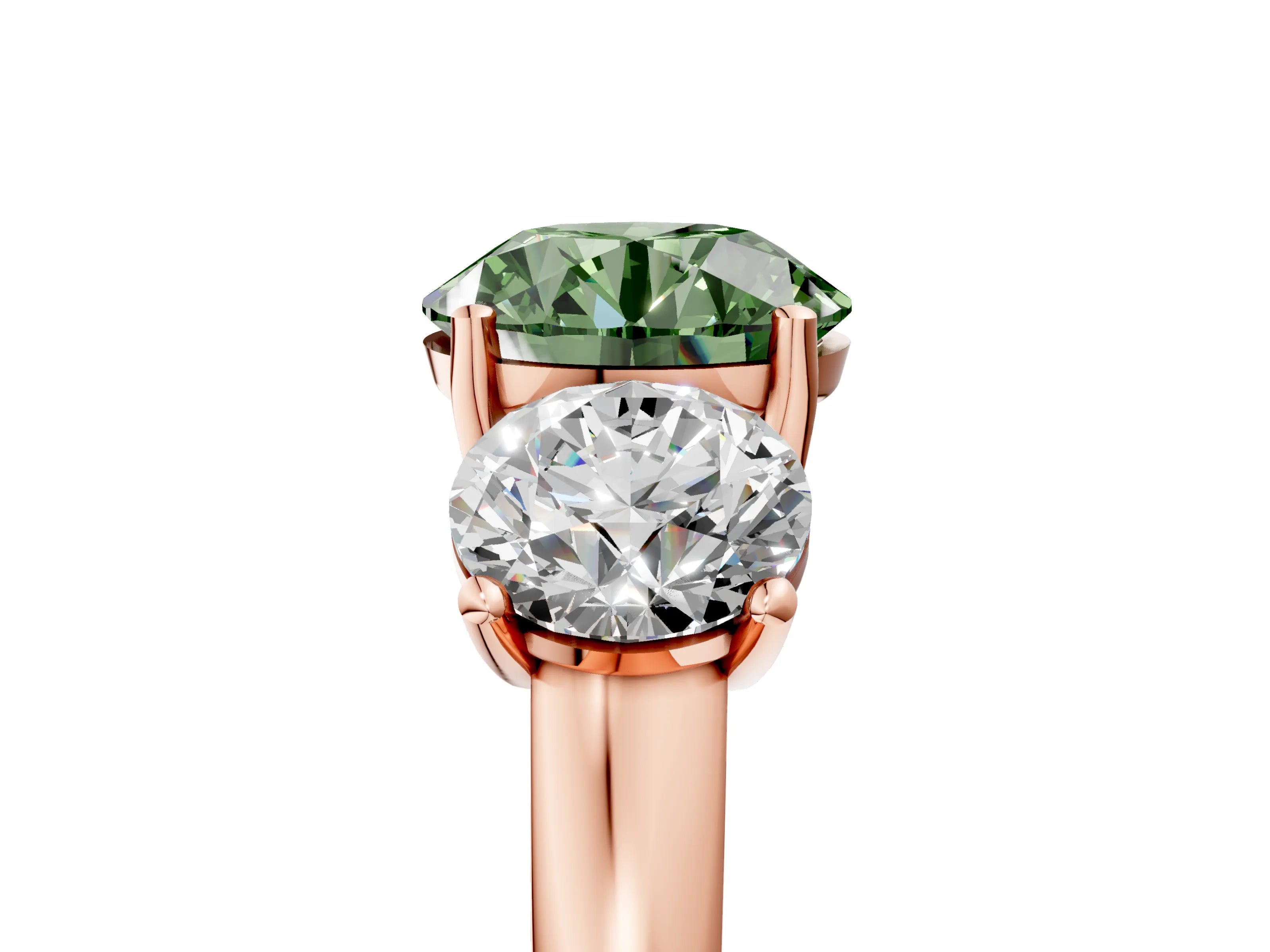 Rose gold Three-Stone Fancy Green Round Cut Cut Solitaire Ring with Classic Prong Setting_5