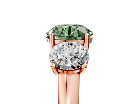 Rose gold Three-Stone Fancy Green Round Cut Cut Solitaire Ring with Classic Prong Setting_5