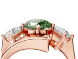 Rose gold Three-Stone Fancy Green Round Cut Cut Tension Band Ring with Four-Prong Setting_4
