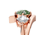 Rose gold Three-Stone Fancy Green Round Cut Cut Tension Band Ring with Four-Prong Setting_5