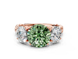 Rose gold Three-Stone Fancy Green Round Cut Diamond Braided Band Ring with Four-Prong Setting_40