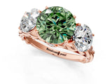Rose gold Three-Stone Fancy Green Round Cut Diamond Braided Band Ring with Four-Prong Setting_41