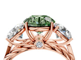 Rose gold Three-Stone Fancy Green Round Cut Diamond Braided Band Ring with Four-Prong Setting_44