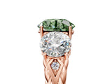 Rose gold Three-Stone Fancy Green Round Cut Diamond Braided Band Ring with Four-Prong Setting_45
