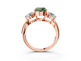 Rose gold Three-Stone Fancy Green Round Cut Diamond Channel Set Engagement Ring with Prong Setting_3