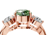 Rose gold Three-Stone Fancy Green Round Cut Diamond Channel Set Engagement Ring with Prong Setting_4