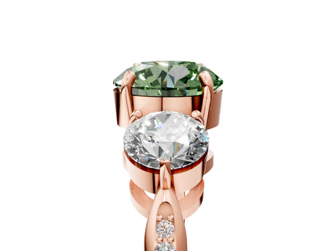 Rose gold Three-Stone Fancy Green Round Cut Diamond Channel Set Engagement Ring with Prong Setting_5