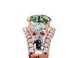 Rose gold Three-Stone Fancy Green Round Cut Diamond Engagement Ring with Pave Band and Prong Setting_5