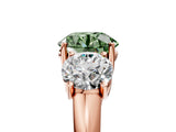 Rose gold Three-Stone Fancy Green Round Cut Diamond Engagement Ring with Prong Setting_8