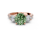 Rose gold Three-Stone Fancy Green Round  Cut Diamond Pavé Band with Four-Prong Setting_28