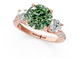 Rose gold Three-Stone Fancy Green Round  Cut Diamond Pavé Band with Four-Prong Setting_29