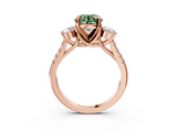 Rose gold Three-Stone Fancy Green Round  Cut Diamond Pavé Band with Four-Prong Setting_31