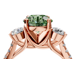 Rose gold Three-Stone Fancy Green Round  Cut Diamond Pavé Band with Four-Prong Setting_32