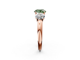 Rose gold Three-Stone Fancy Green Round  Cut Diamond Ring with Channel-Set Band and Four-Prong Setting_114