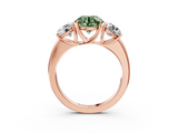 Rose gold Three-Stone Fancy Green Round  Cut Diamond Ring with Channel-Set Band and Four-Prong Setting_115