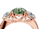 Rose gold Three-Stone Fancy Green Round  Cut Diamond Ring with Channel-Set Band and Four-Prong Setting_116