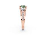 Rose gold Three-Stone Fancy Green Round  Cut Diamond Ring with Channel-Set Band and Four-Prong Setting_67