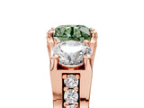 Rose gold Three-Stone Fancy Green Round  Cut Diamond Ring with Channel-Set Band and Four-Prong Setting_70