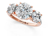 Rose gold Three-Stone Fancy Green Round Cut Diamond Ring with Pavé Band and Prong Setting_62