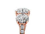 Rose gold Three-Stone Fancy Green Round Cut Diamond Ring with Pavé Band and Prong Setting_66