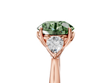 Rose gold Three-Stone Fancy Green Round  Cut Diamond Ring with Pear Side Stones in Four-Prong Setting_114