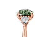 Rose gold Three-Stone Fancy Green Round Cut Diamond Ring with Pear  Side Stones in Four-Prong Setting_41
