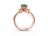 Rose gold Three-Stone Fancy Green Round  Cut Diamond Solitaire with Prong Setting and Classic Band_31